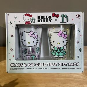 Hello Kitty Holiday Christmas Two Glass & Ice Cube Tray Gift Set